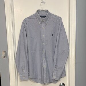 Polo by Ralph Lauren Men's White and Blue Gingham Shirt